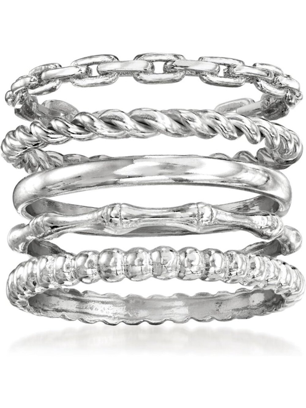 Sterling Silver Stackable Ring Set - 5 Stylish Rings for Layering & Everyday